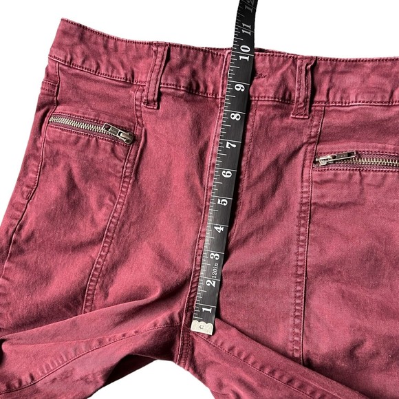 American Eagle Hi-Rise Jegging Women's Size 6 Maroon Moto Ankle Zip Red Stretch - Picture 7 of 16